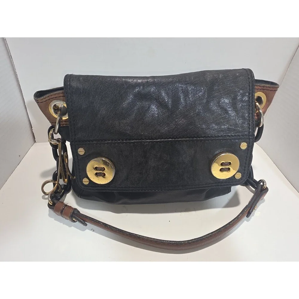 Milly Black Chain Purse with Gold Button Clasps